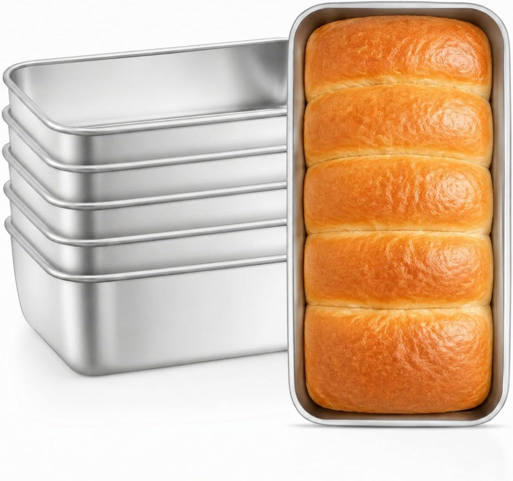 Non-Toxic 9x5IN Stainless Steel Loaf Pan for Baking Bread, 6 Pack