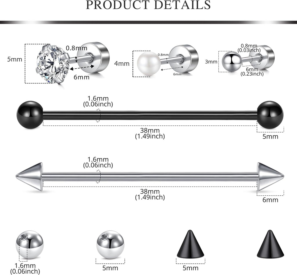 Ear Piercing Kit Stainless Steel Ear Piercing Needle Kit Disposable Earring Piercing Kit with Earring Stud Industrial