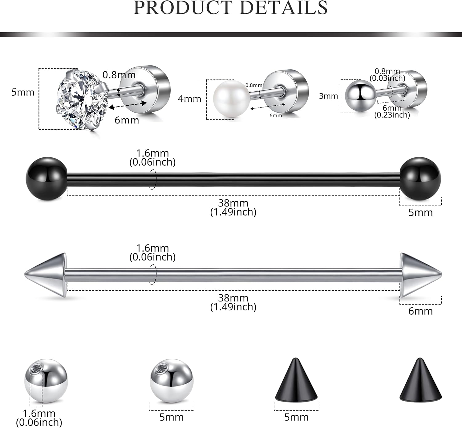 Ear Piercing Kit Stainless Steel Ear Piercing Needle Kit Disposable Earring Piercing Kit with Earring Stud Industrial