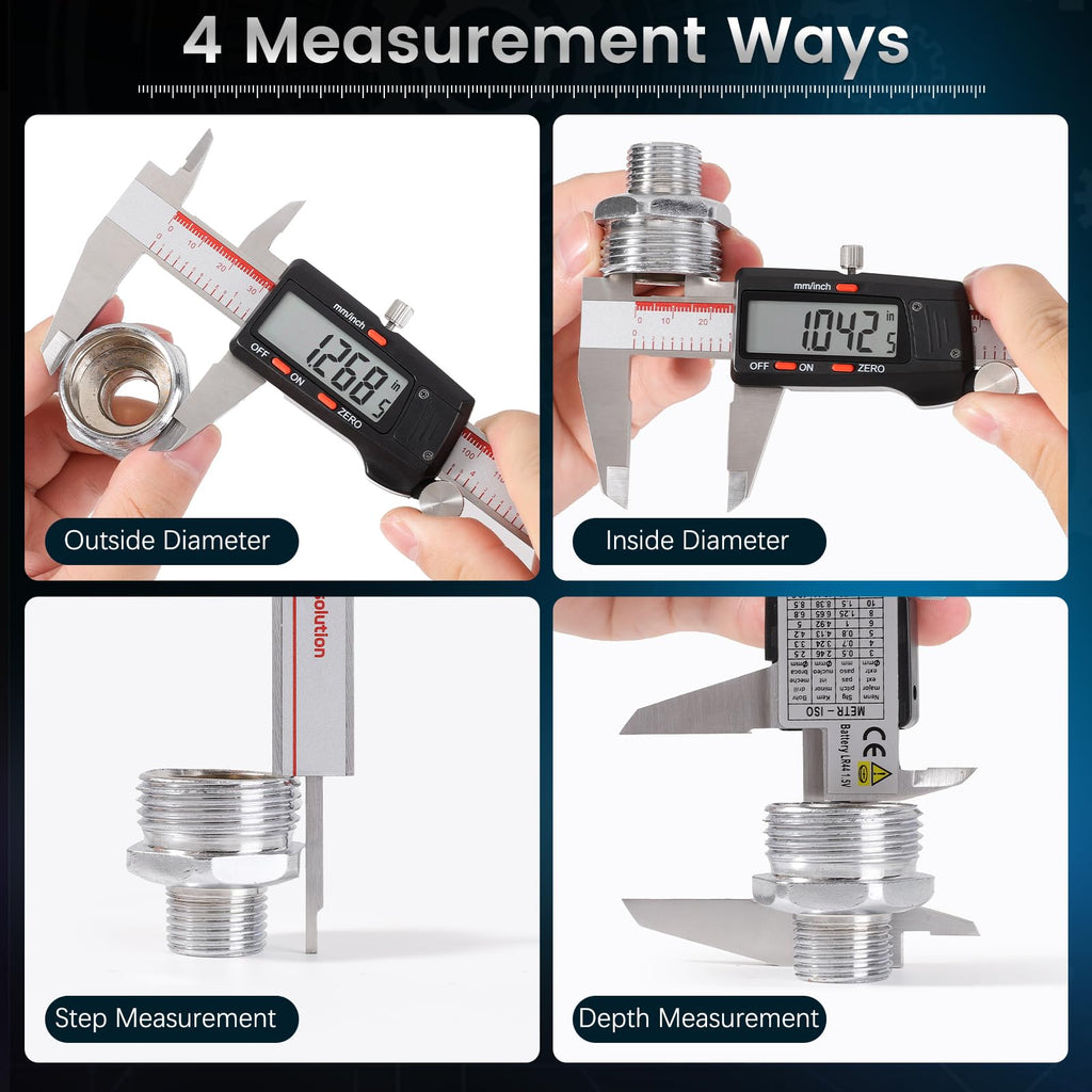 Housolution Digital Caliper 6 Inch, Inch/MM, 4 Measuring Ways, Auto-Off