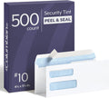 #10 Security Envelopes, 500 Pack, Double Window Self Seal Envelopes for Invoices, QuickBooks Checks and Business