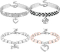 4 Pcs Pearl Dog Collar, Adjustable Rhinestone, Small, Paw Style