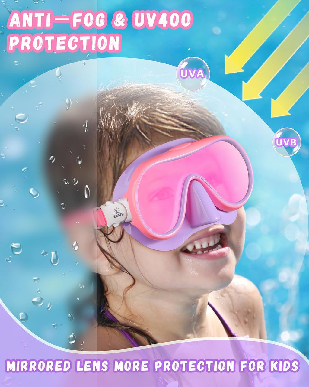 Kids Dry Snorkel Set for Kids 5-16 180° Wide View UV Protection Scuba Snorkeling Gear Diving Mask for Girl Boy Youth