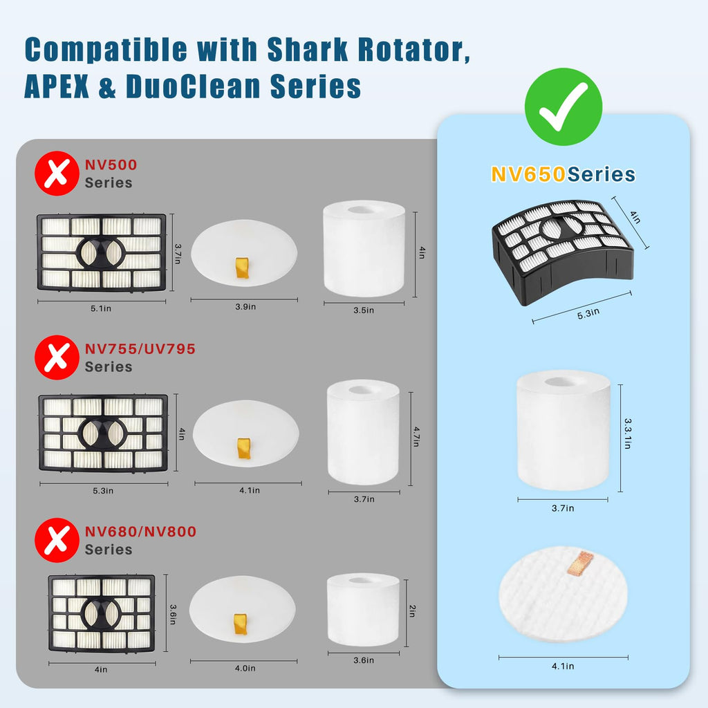 Replacement Filters Compatible with Shark Rotator Powered NV650 NV651