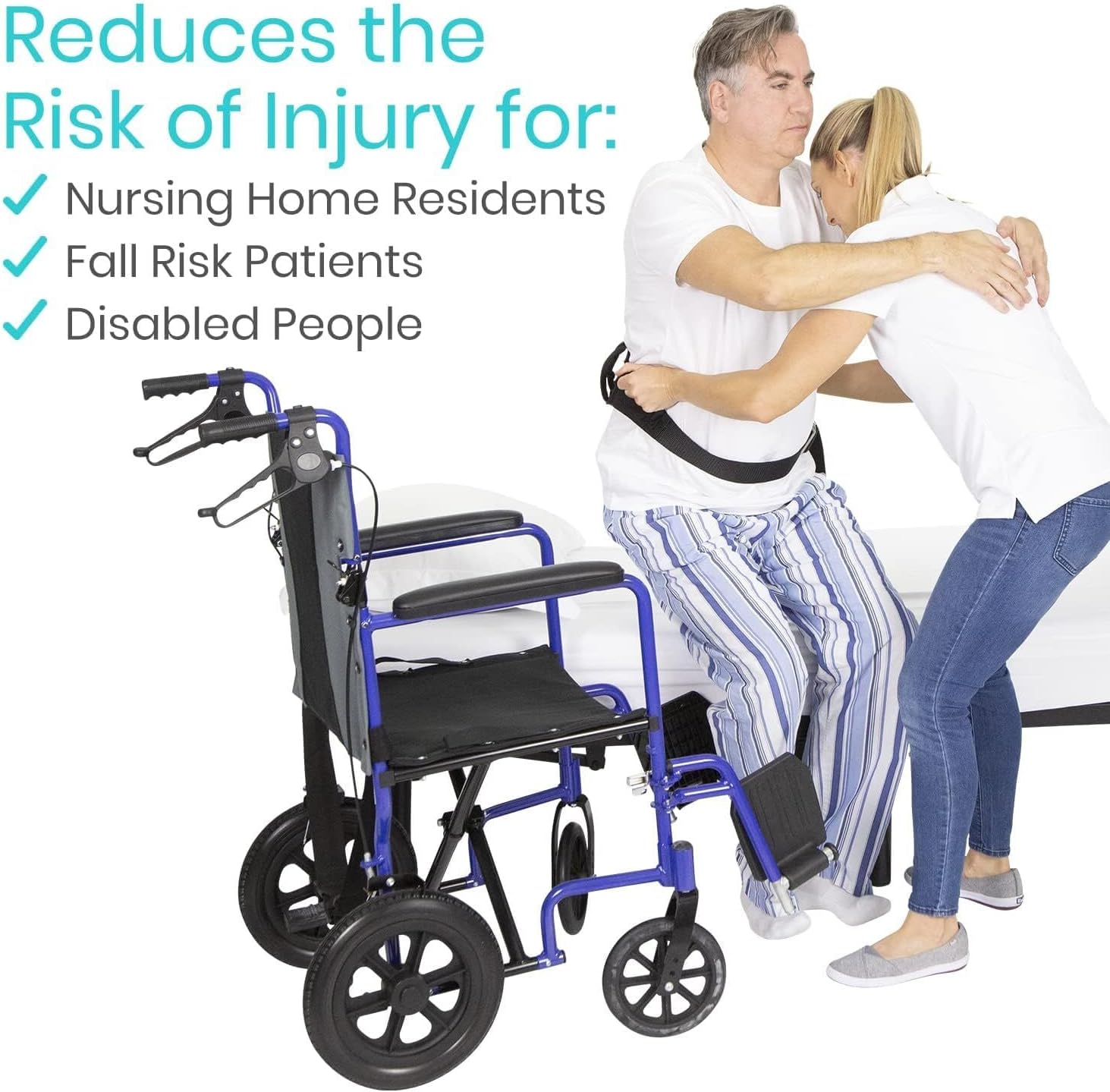 Gait Belt (350lbs) Transfer Belt with Handles - Medical Nursing Safety Patient Assist - Bariatric, Elderly, Handicap