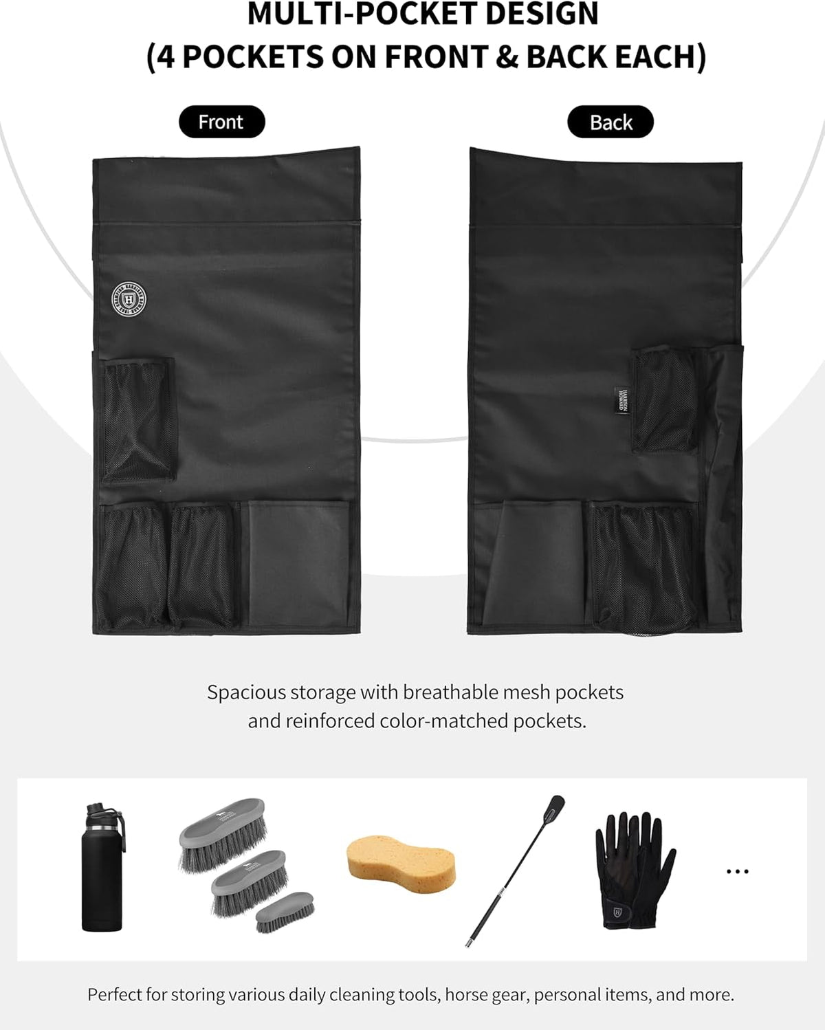 Horse Saddle Rack Cover with Pockets, Waterproof Saddle Storage Cover & Horse Tack Organizer, Saddle Rack Protection