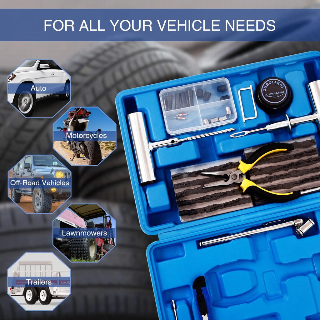Tire Repair Kit - 68pcs Heavy Duty Tire Plug Kit, Universal Tire Repair Tools to Fix Punctures and Plug Flats Patch