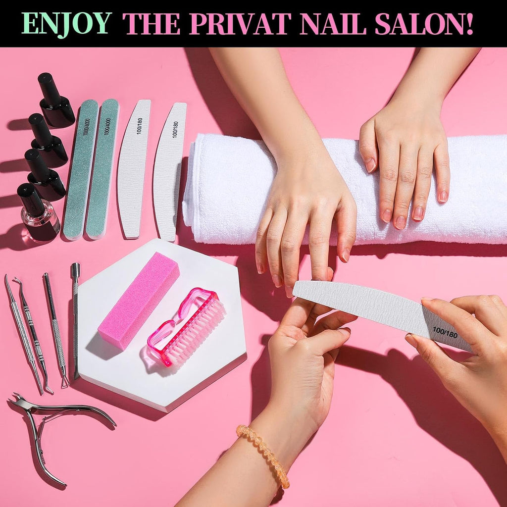 Nail Care Kit, Nail Files 100/180, Nail Buffer Block, Cuticle Nippers, Cuticle Trimmer, Cuticle Pusher, Nail Tools