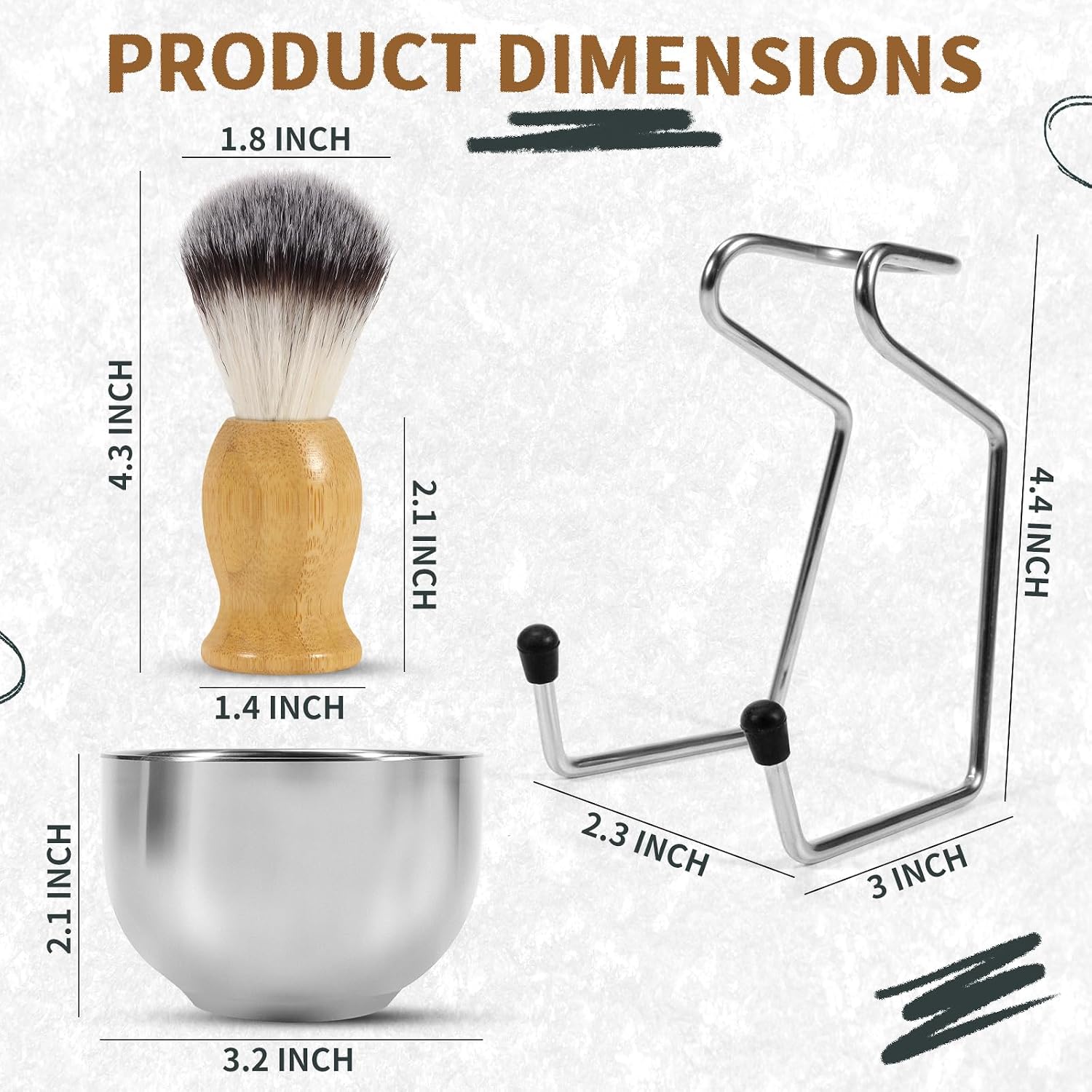 Bamboo Shaving Brush and Bowl with Synthetic Badger Bristle | Odorless Bristle, Ergonomic Handle, Starter Men’s