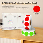 Red + Light Green 0.75 inch Round Color Coding Circle Dots Labels 2000pcs