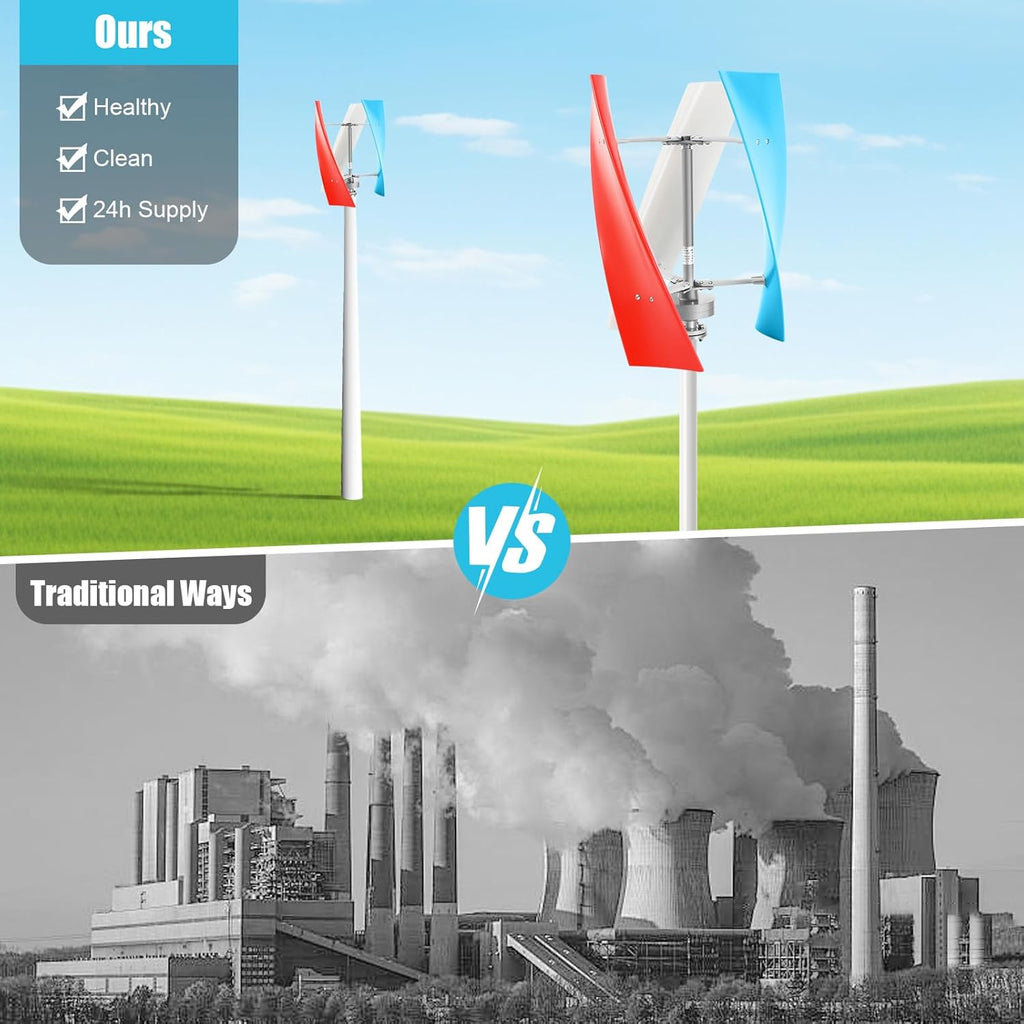 400W Wind Turbine Generator Kit, 24V 3-Blade Vertical Axis Generators, Electromagnetic Portable Vertical Helix