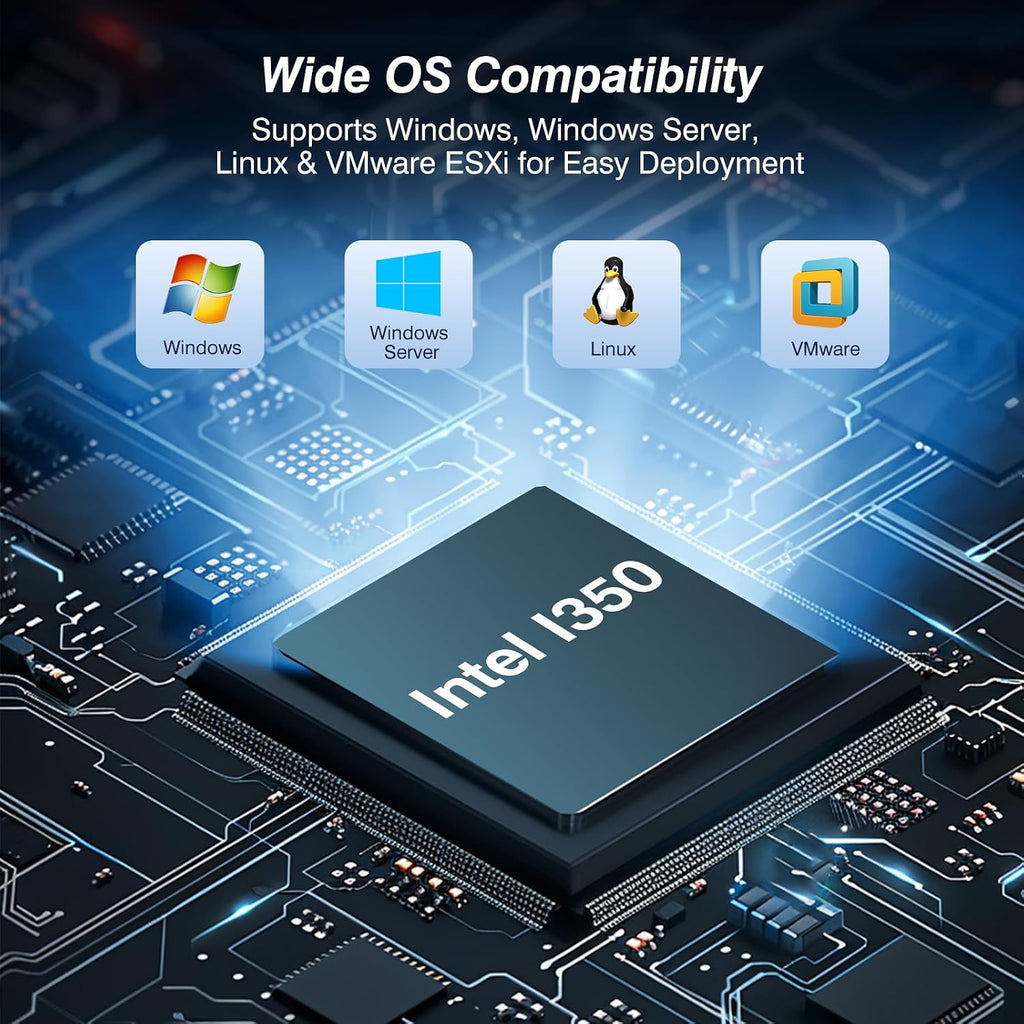 4 Port Gigabit PCIe RJ45 Network Card with Intel I350-T4 Controller