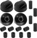 Universal Oven Knobs 4 Black Stove Knobs,12 Adapters, 4 Long, 8 Short | Compatible with Most Gas & Electric Ranges &