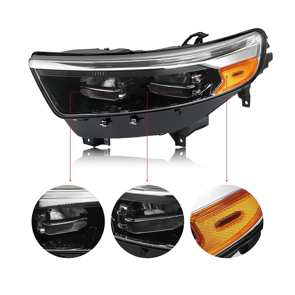 Black LED Headlights LH Compatible with 2020-2024 Ford Explorer