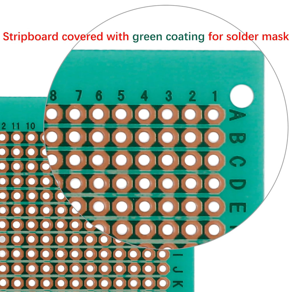 10pcs 50mm x 70mm Copper Strip PCB Board, 368 Holes Perfboard