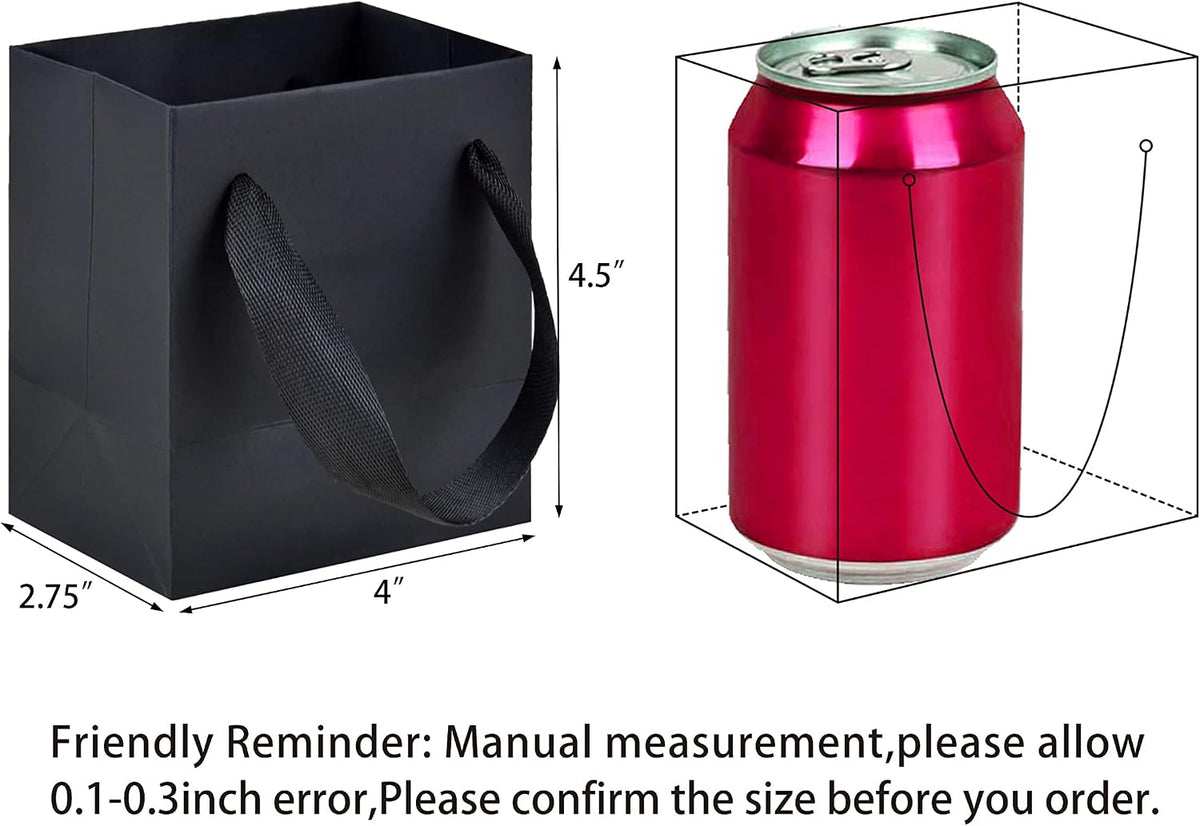 Mini Black Gift Bags with Handles, 30 Pack, 4x2.75x4.5 IN