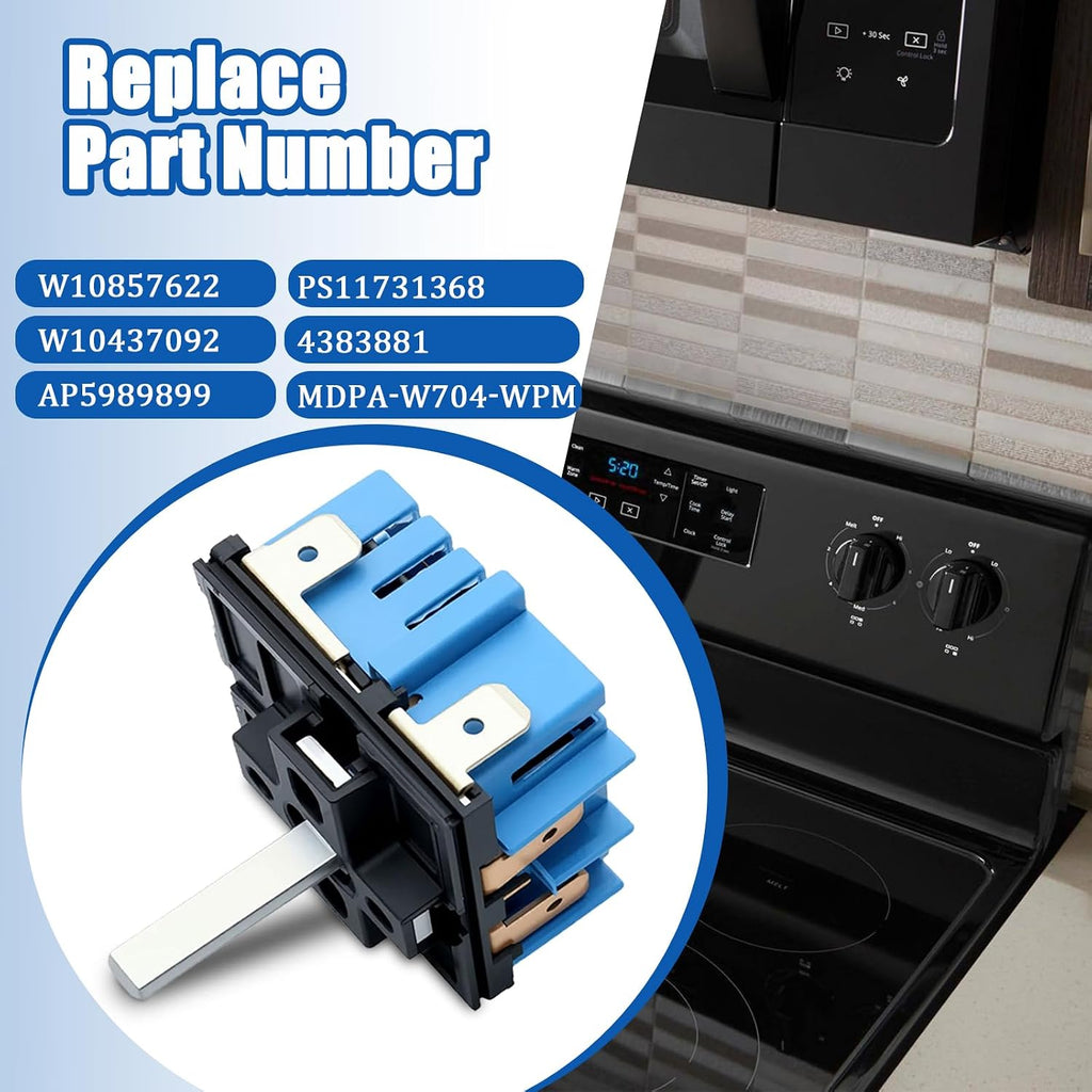 W10857622 Electric Range Infinite Control Switch Fit for Whirlpool Model
