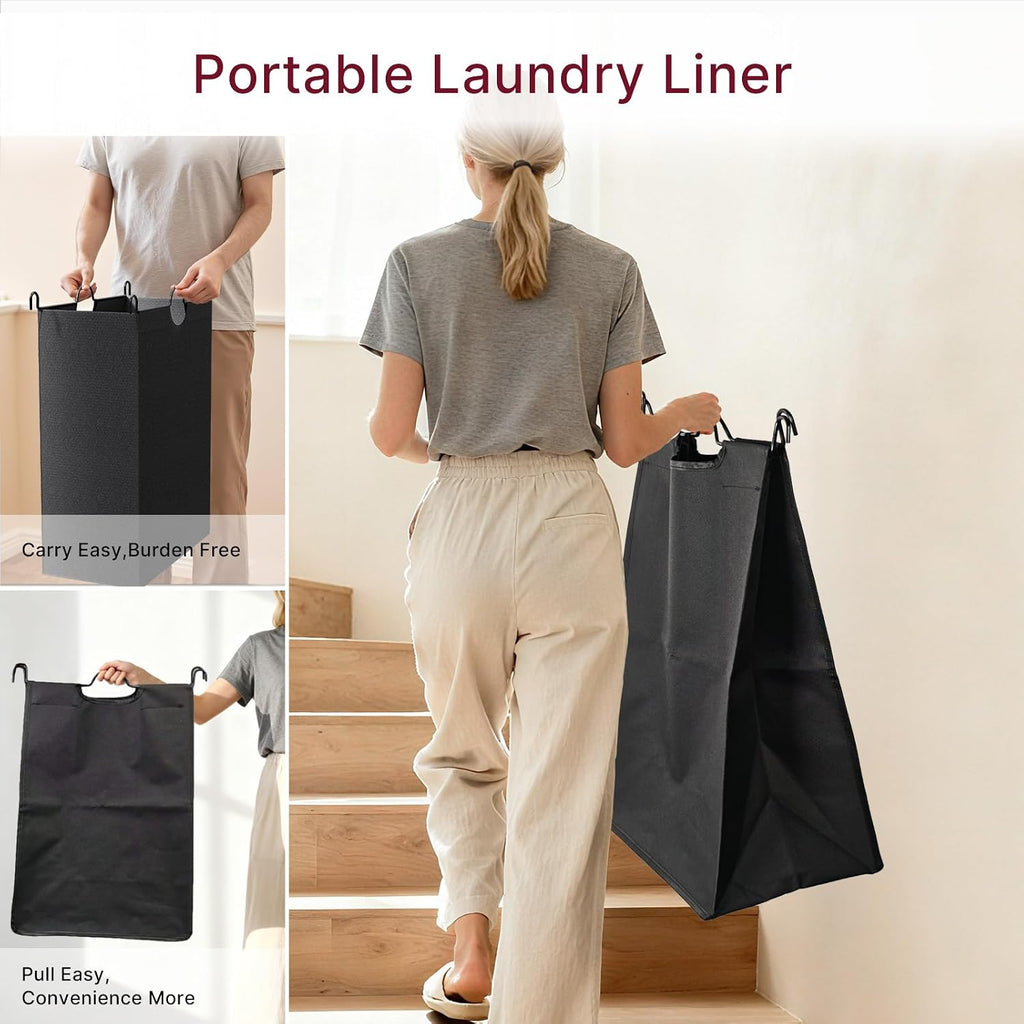 180L Laundry Sorter 3 Section with Lockable Wheels and Lid Black | 3 Large Separate Removable Bags | Heavy Duty