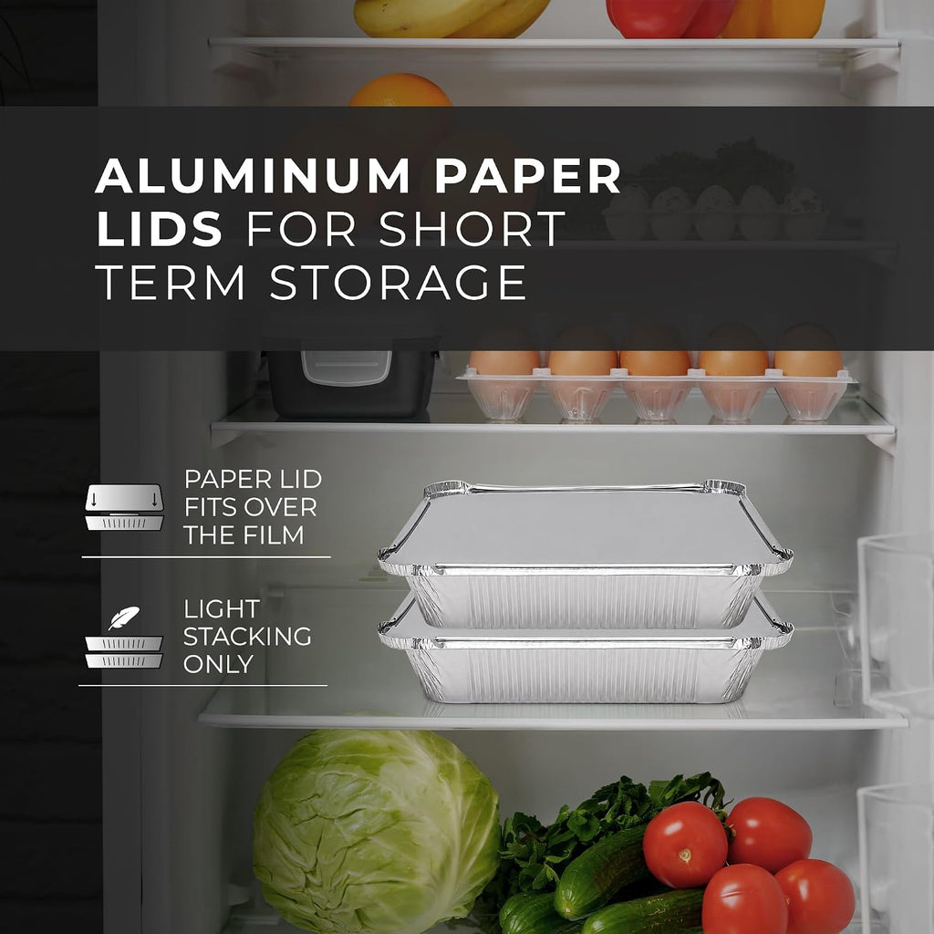 Aluminum Foil Pans with Lids 8x6 (60 Pack) Meal Prep Food Containers