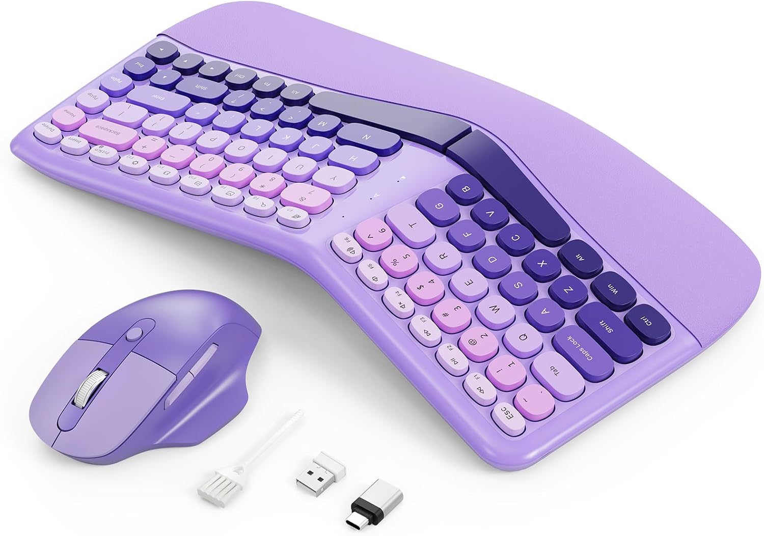 Ergonomic Wireless Keyboard Mouse, Mechanical Gaming Set with Wrist Rest | Compatible With All windows and Type C