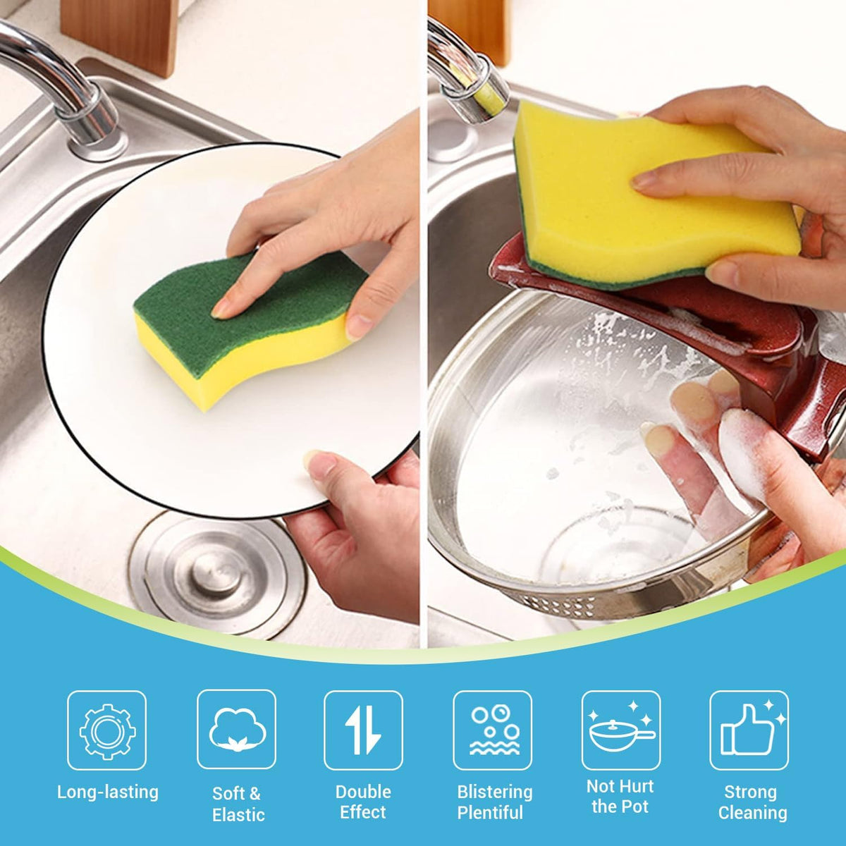 Sponges Kitchen, 24 PK Heavy Duty Dish Sponges Kitchen, Scrub Sponges