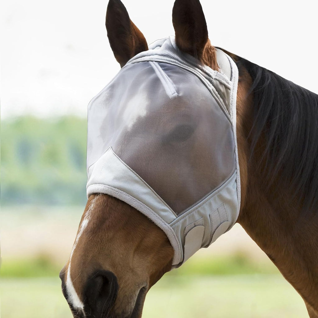 CareMaster Horse Fly Mask Large Eye Space Standard Moonlight Silver Medium Cob