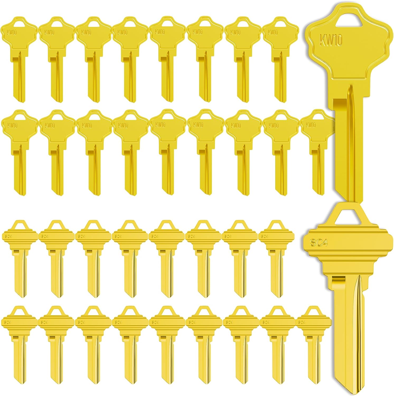 KW10 & SC4 Key Blanks in Premium Quality Brass Assortment | Uncut Copper Key Blanks for Home and Professional Use