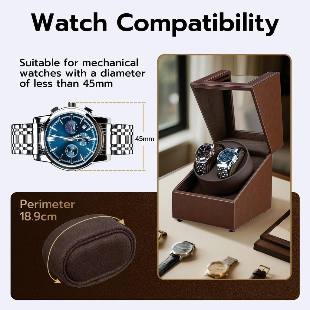 Watch Winder for Automatic Watches, Double Automatic Watch Winder Box with Quiet Japan-made Motor, Automatic Watch