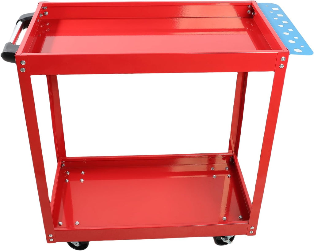 Heavy Duty Tool Cart on Wheels, 400 LBS Capacity Steel Utility Cart with Lockable Casters, Two-Layer Rolling Service