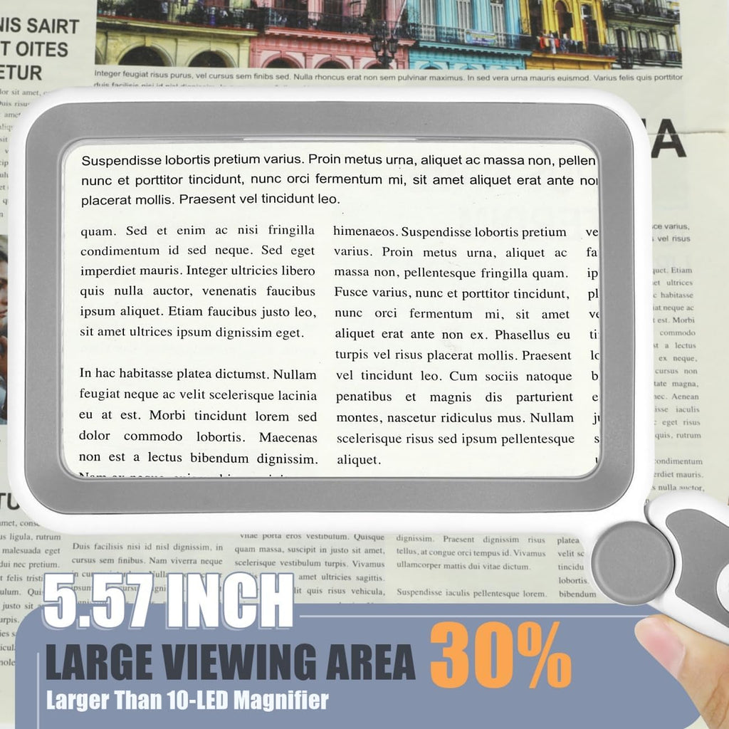 Magnifying Glass with Light, Rechargeable 5X Large Page Magnifier for Reading, Folding Handheld Dimmable, LED Lighted