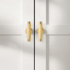5-Pack Solid Brass Cabinet Knobs, Single Hole T Bar Handles