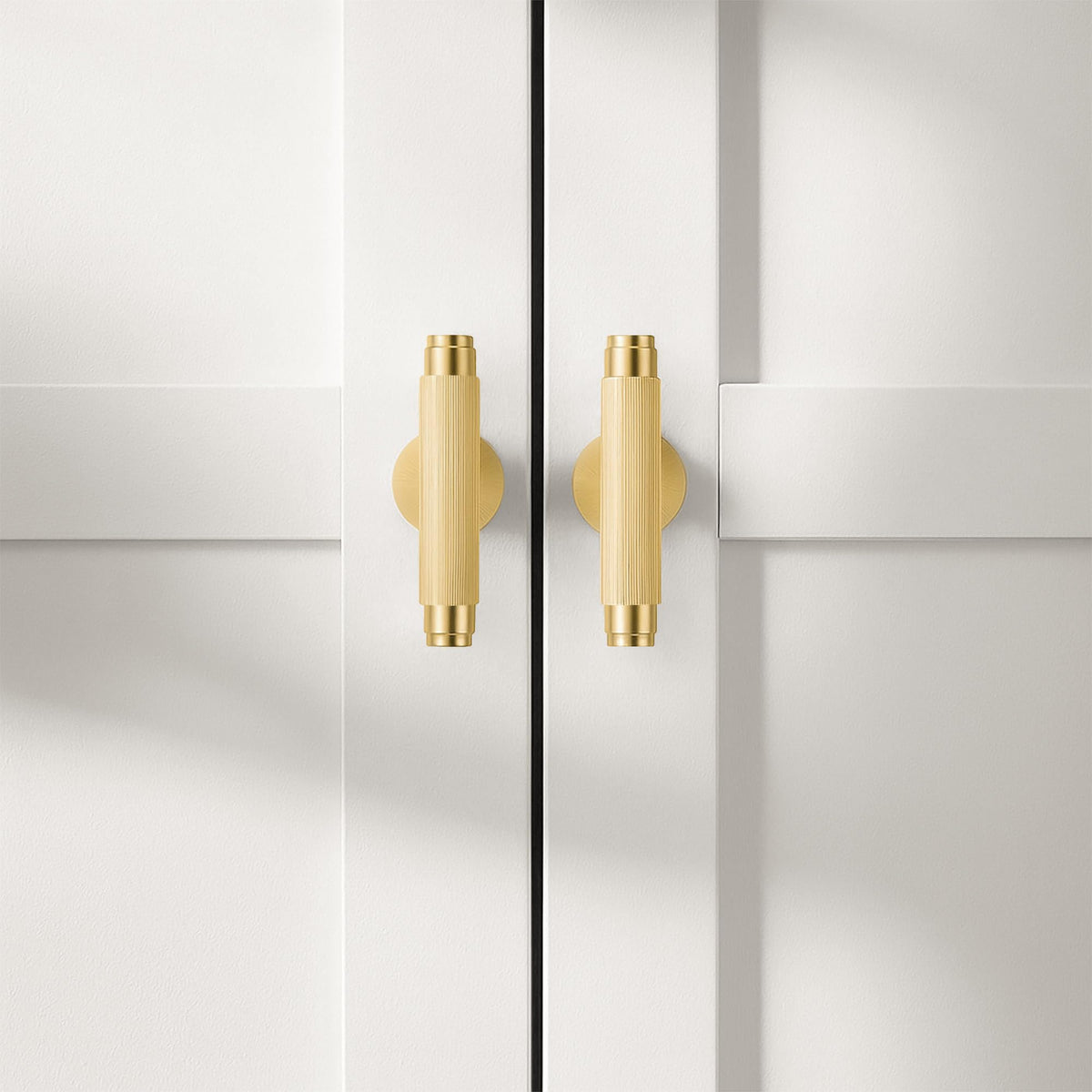 5-Pack Solid Brass Cabinet Knobs, Single Hole T Bar Handles