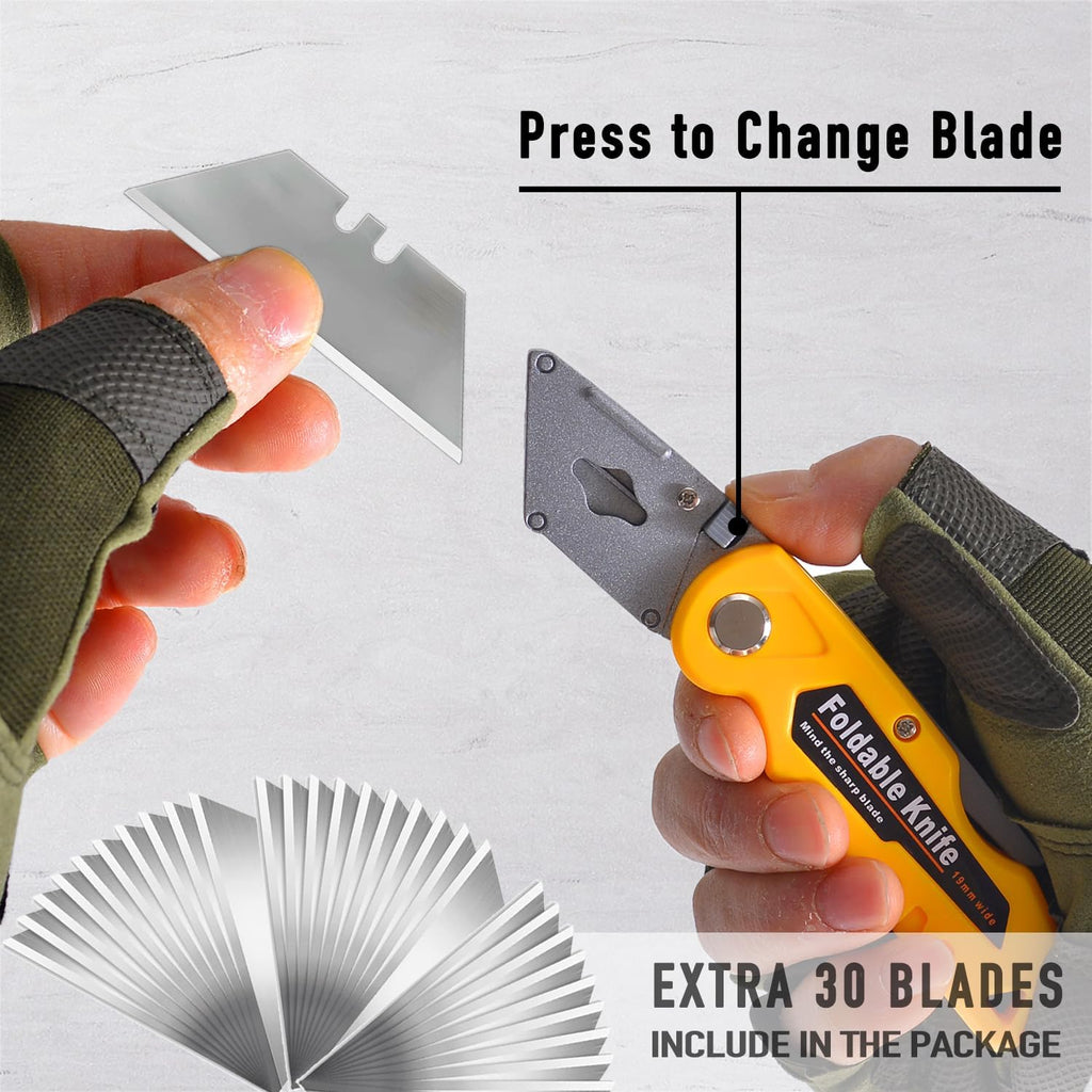 10-Pack Heavy Duty Folding Box Cutter Set, Utility Razor Knife