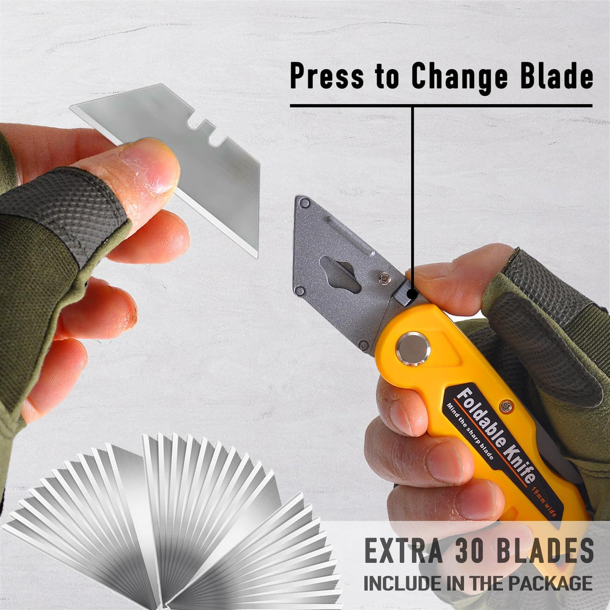 10-Pack Heavy Duty Folding Box Cutter Set, Utility Razor Knife