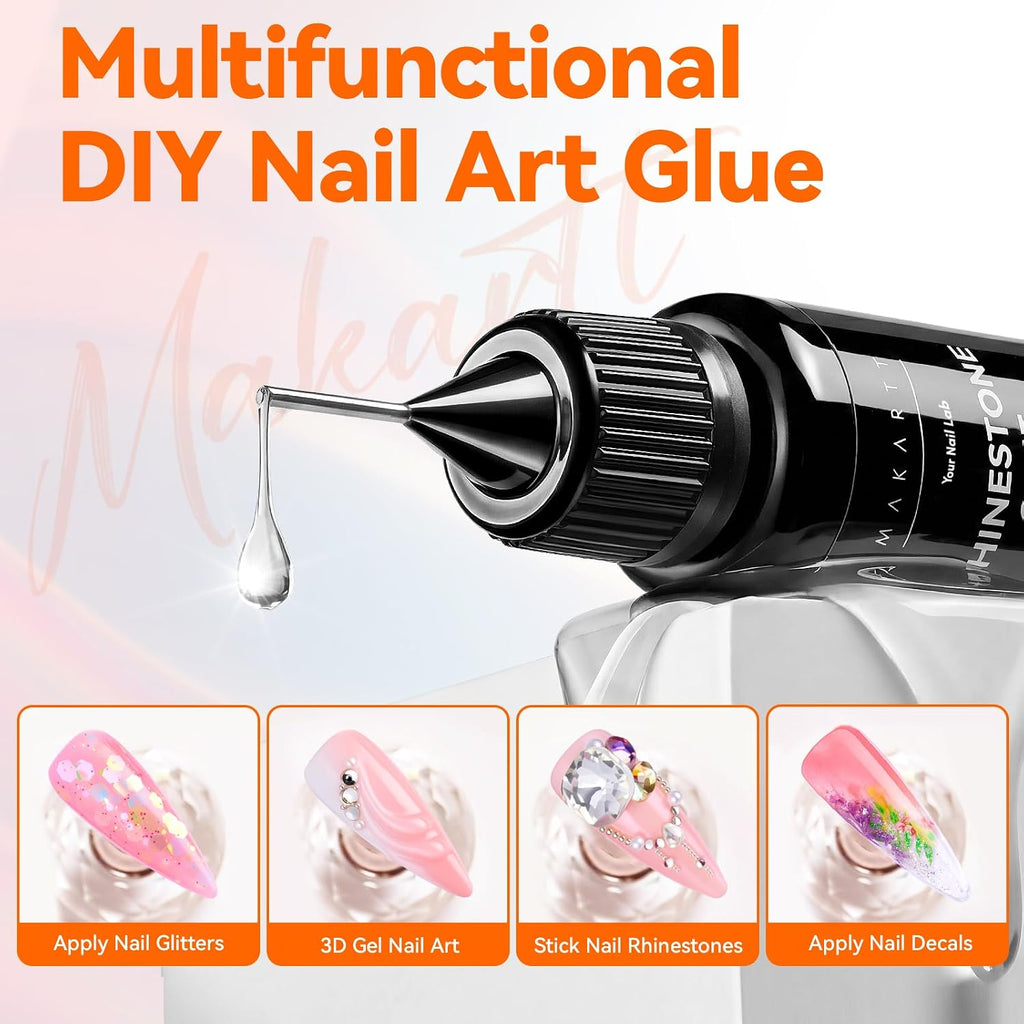 2Pcs Rhinestone Glue, Strong Hold 3D Gel Nail Art Nail Gem Glue
