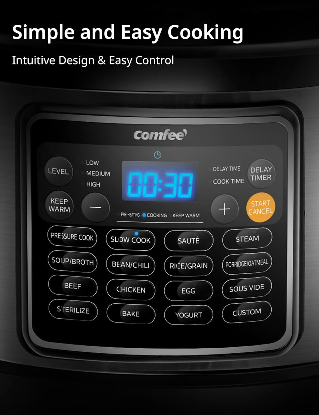 COMFEE’ 16-in-1 Electric Pressure Cooker with Non-Stick Pot for Yogurt, Rice, Slow Cooking, Steaming, and More, 8 Quarts