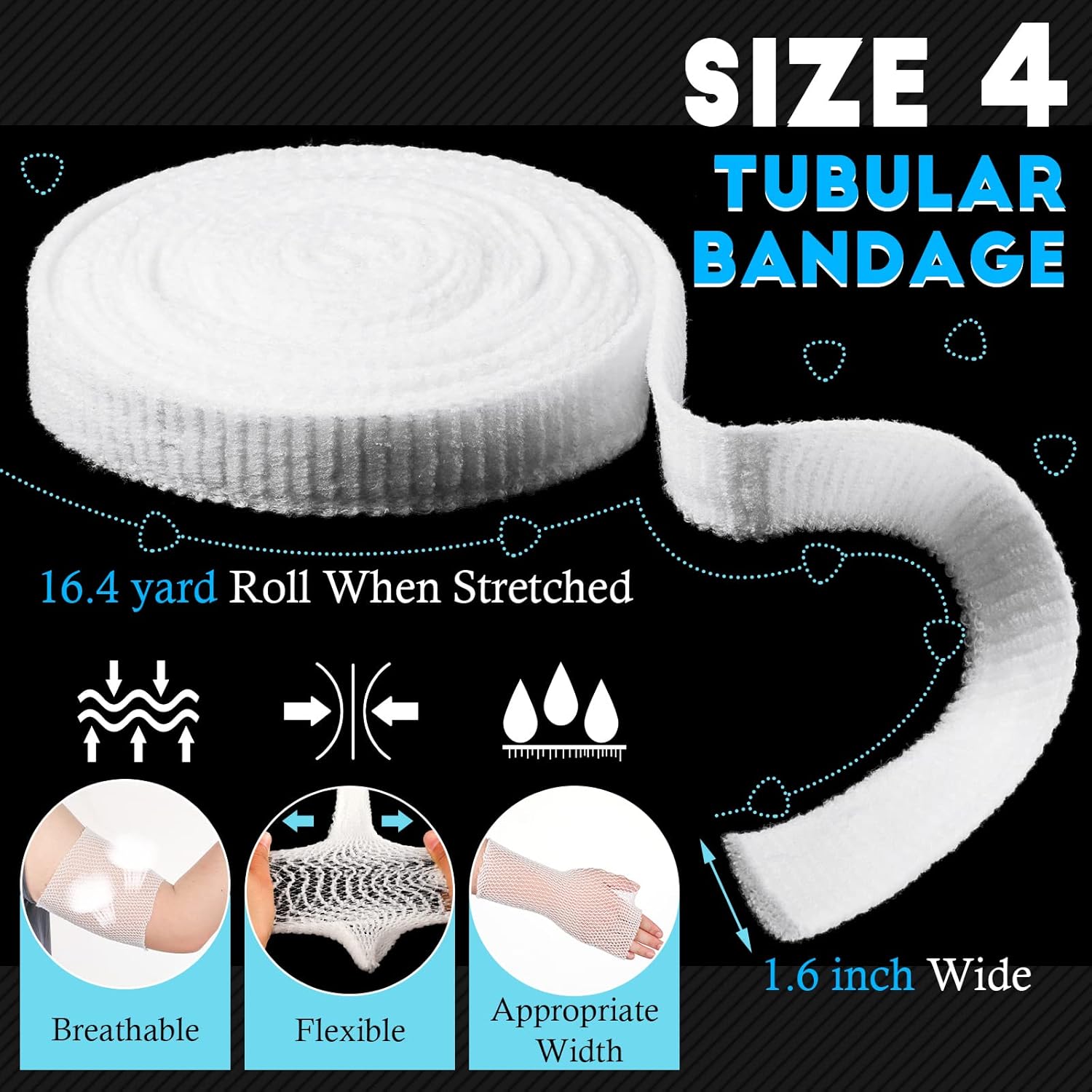 2 Rolls Tubular Bandage Elastic Net Wound Dressing Stretch Dressing Retainer Tubular Elastic Gauze Bandage for Wound