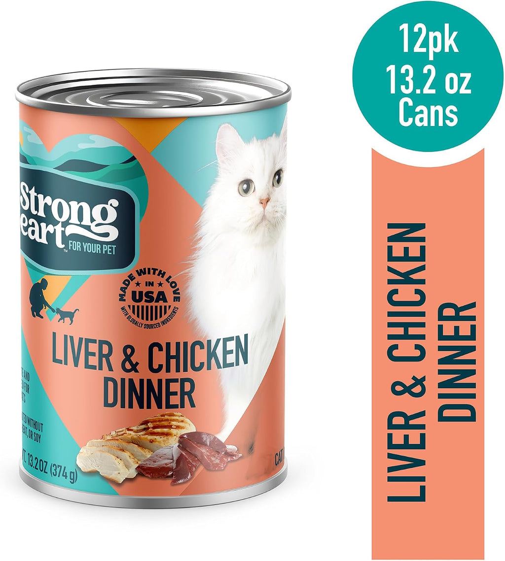 A Strong Heart Adult Cat Pate, Liver & Chicken Dinner, 13.2oz, 12pk