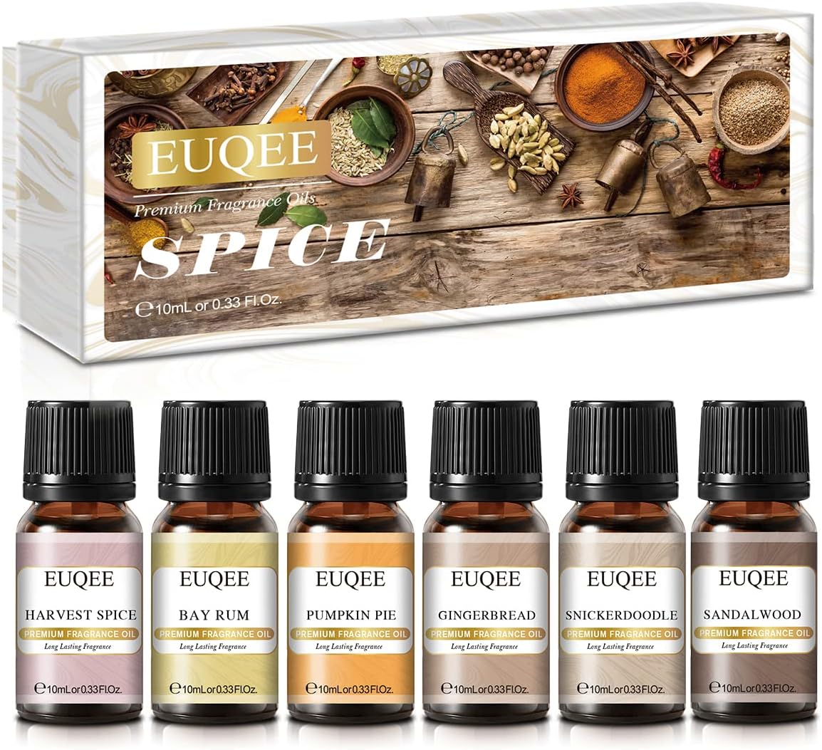 6PCS Spice Autumn Fragrance Oil Set, Scented Oils for Candle Making | Halloween Fragrance Oils for
