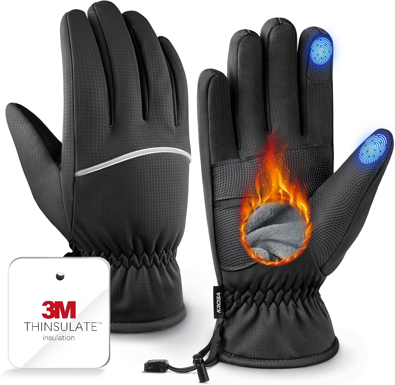 Winter Gloves Men Women Made with 3M Insulation & Plush Lining, -10°F Windproof & Water-Resistant Snow Gloves for