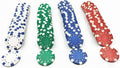 100 Pieces 11.5g Clay Composite Dice Striped Casino Poker Chips- 4 Colors (red, Green, White and Blue)