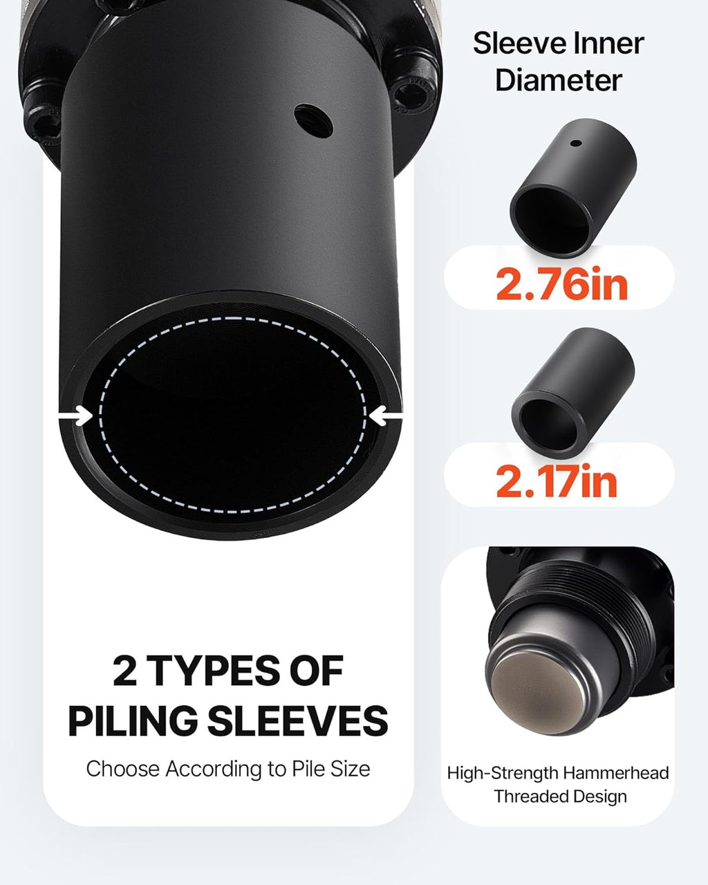 Electric T Post Driver, 2200W Handheld Powerful Post Pounder, with 2.17 in/55mm, 2.76 in/70mm Sleeves