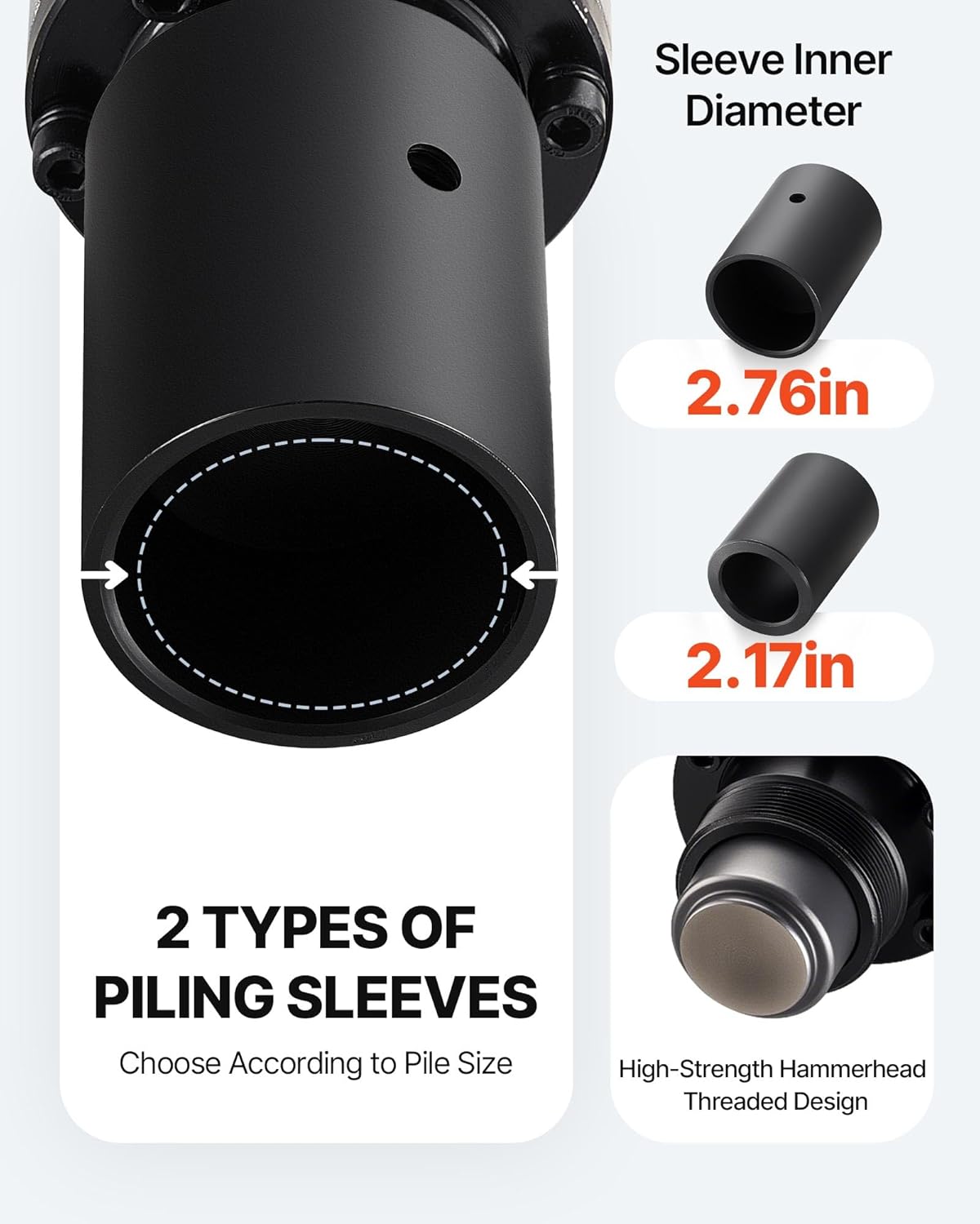 Electric T Post Driver, 2200W Handheld Powerful Post Pounder, with 2.17 in/55mm, 2.76 in/70mm Sleeves