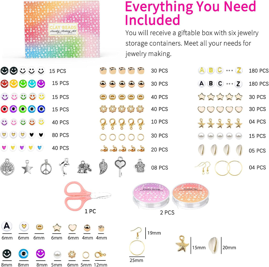 20,000 Pcs Clay Beads Bracelet Making Kit, 120 Colors 6 Boxes Polymer Beads Spacer Heishi Beads & Jewelry Kit with