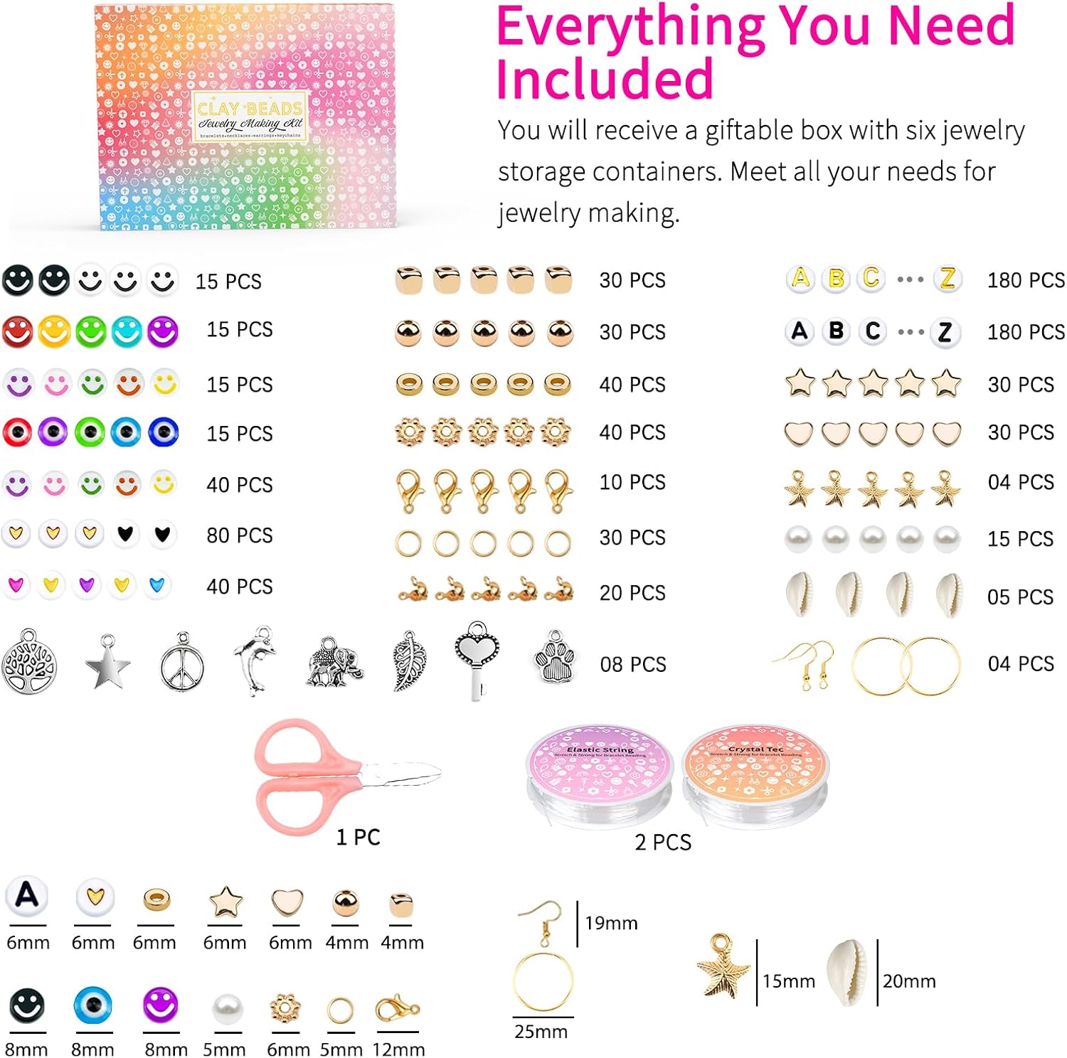 20,000 Pcs Clay Beads Bracelet Making Kit, 120 Colors 6 Boxes Polymer Beads Spacer Heishi Beads & Jewelry Kit with
