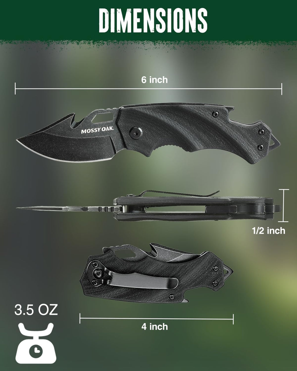 Mini Folding Pocket Knife with G10 Handle, Black | 2.5" Stainless Steel Drop Point Blade, EDC Knife Multifunction