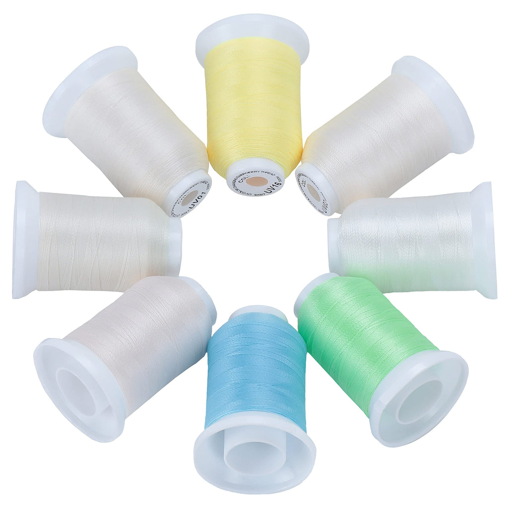 8 Spools UV Color Changing Embroidery Machine Thread Kit