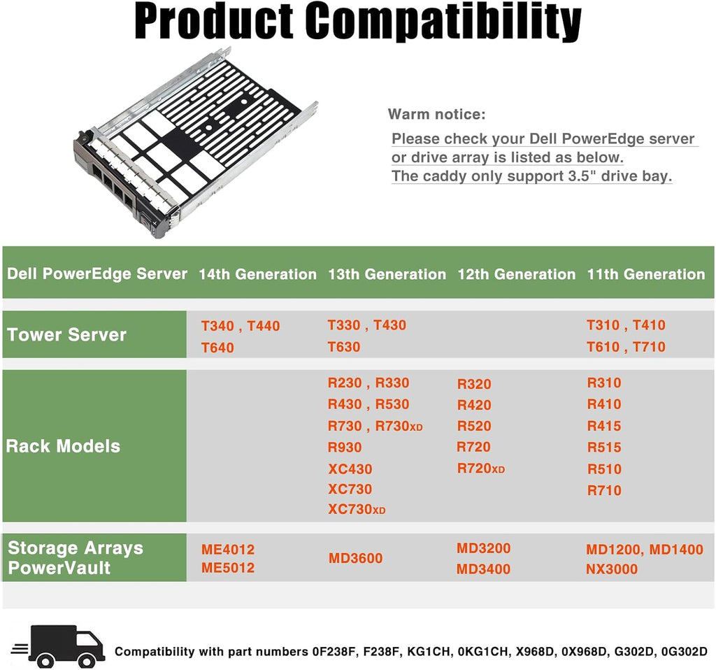 10-Pack Hard Drive Caddy 3.5 SAS SATA SSD Caddy F238F 0F238F SSD Bracket