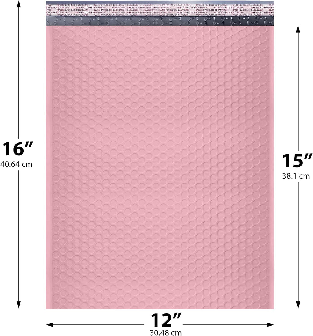 Light Pink Bubble Mailers 12x16/12x15, Poly Padded Envelopes, 150 Pack