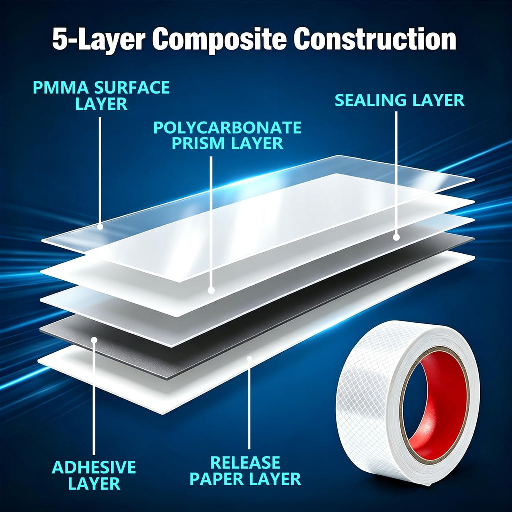 Reflective Tape, 1" x 16.4ft Waterproof Self Adhesive Dot Safety Reflector